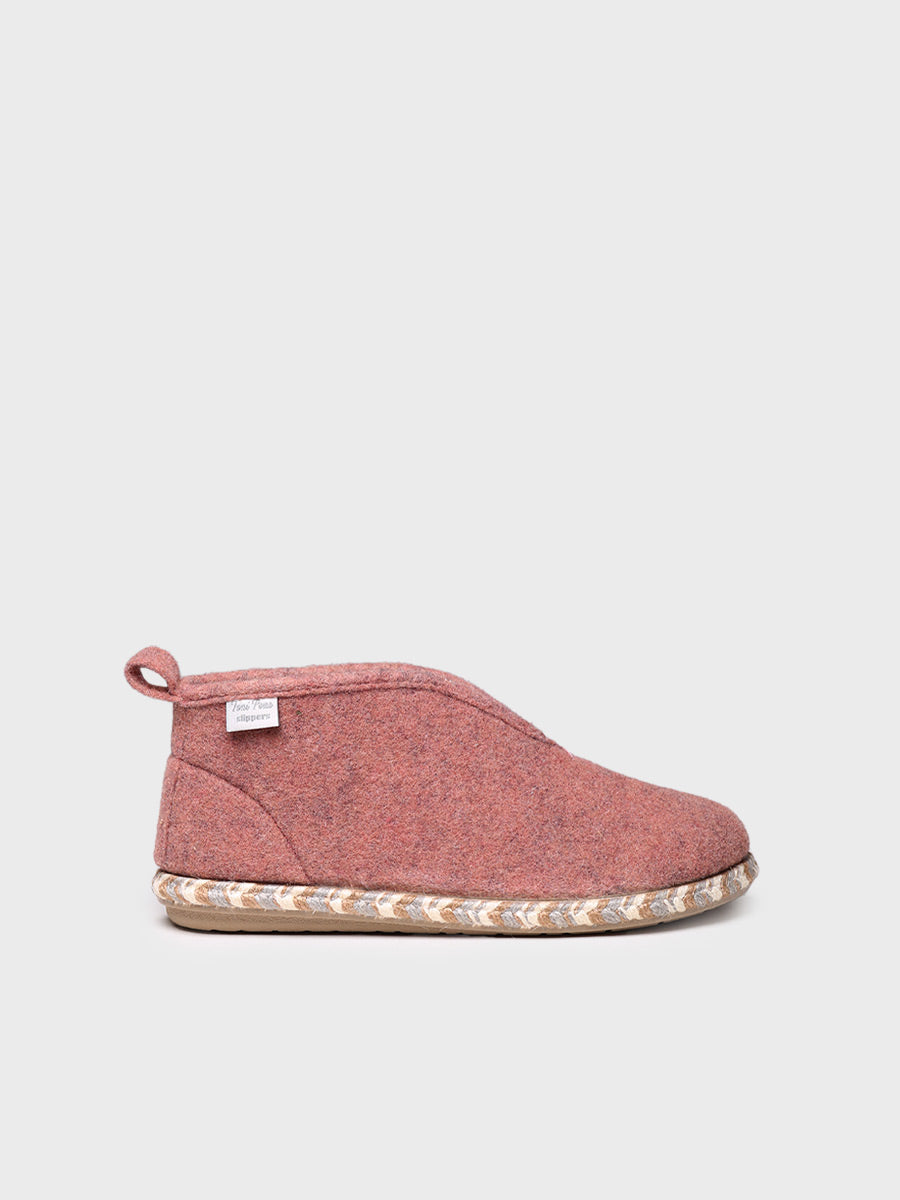 zapatillas de casa mujer - Slipper abotinada para mujer en fieltro en Nude | DORIA-FP - Toni Pons