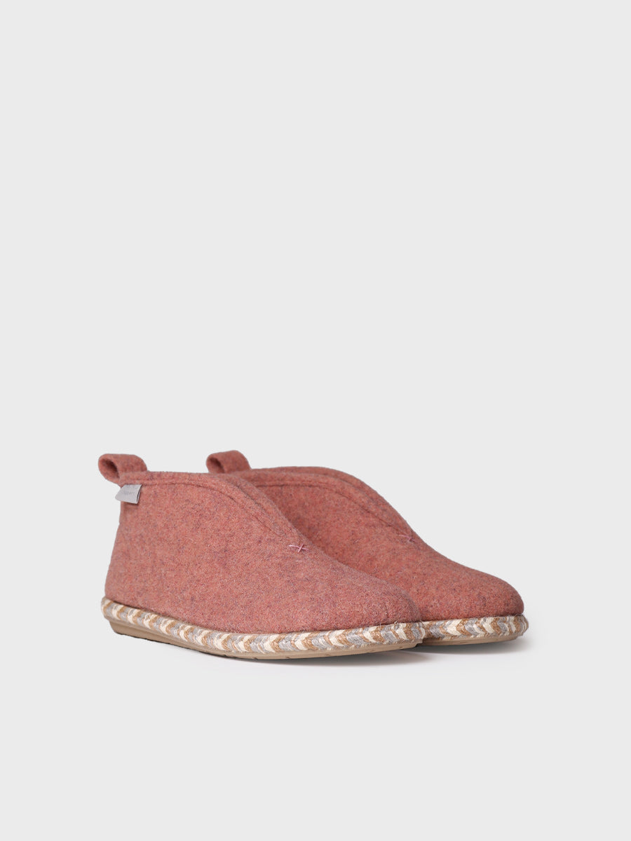 zapatillas de casa mujer - Slipper abotinada para mujer en fieltro en Nude | DORIA-FP  - Toni Pons