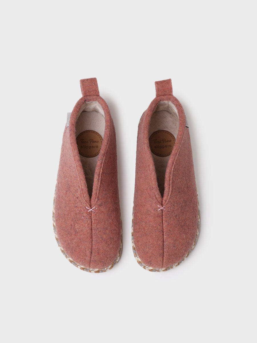 zapatillas de casa mujer - Slipper abotinada para mujer en fieltro en Nude | DORIA-FP  - Toni Pons