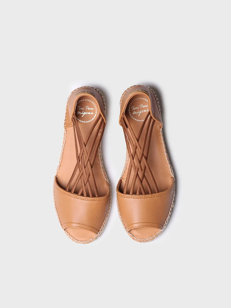 alpargatas mujer - Sandalia de mujer de piel con elásticos | EBRE-P  - Toni Pons