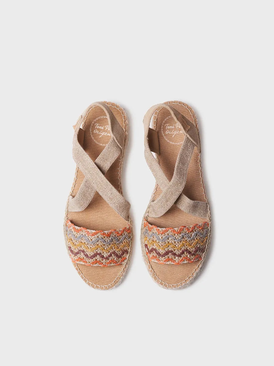 alpargatas mujer - Alpargata mujer con cuña de yute y bandas multicolor | EIDER-RS - Toni Pons