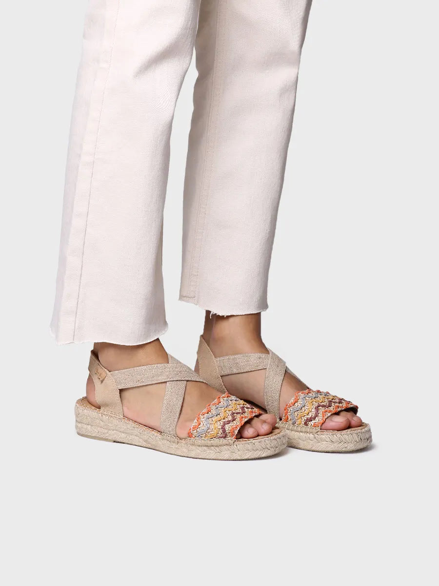 alpargatas mujer - Alpargata mujer con cuña de yute y bandas multicolor | EIDER-RS - Toni Pons