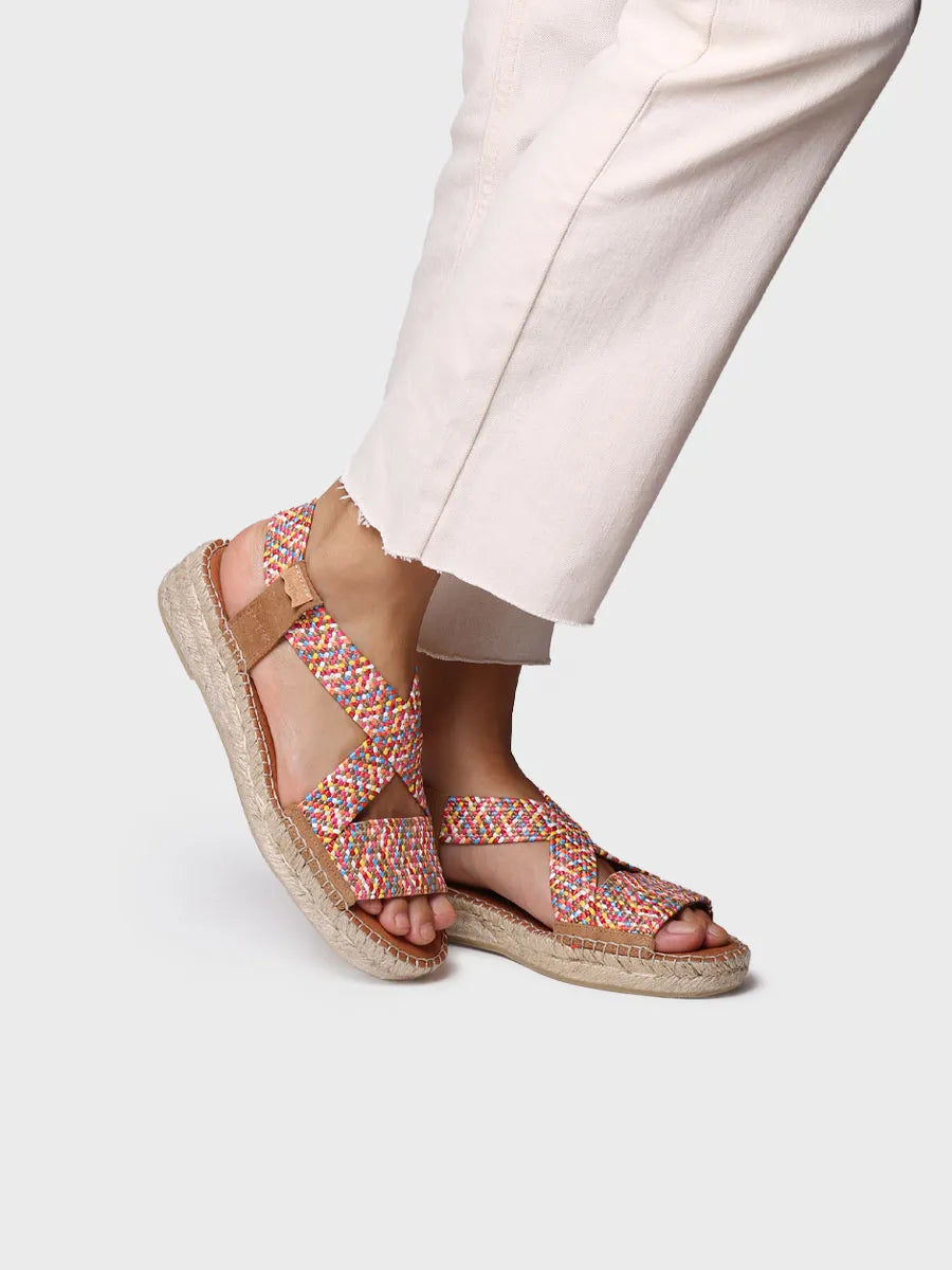 alpargatas mujer - Alpargata abierta de mujer con elásticos multicolor | ELIANA  - Toni Pons