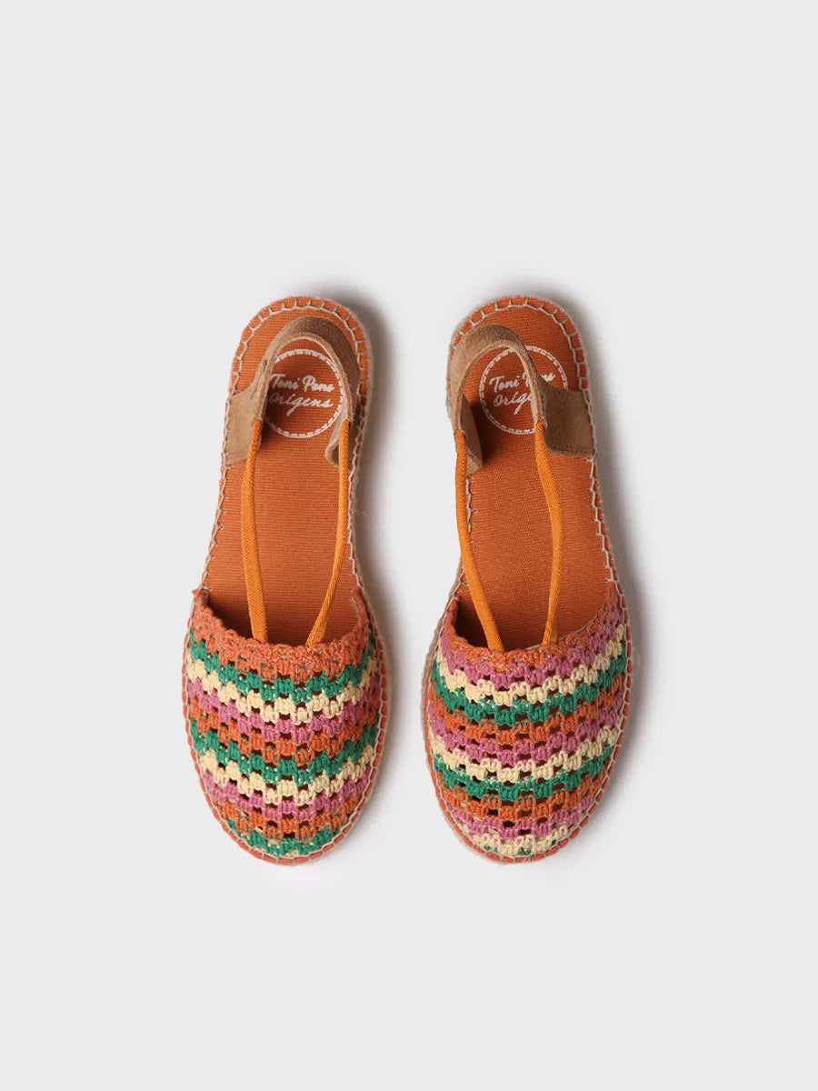 alpargatas mujer - Alpargata plana de mujer en crochet multicolor | EMILIA - Toni Pons