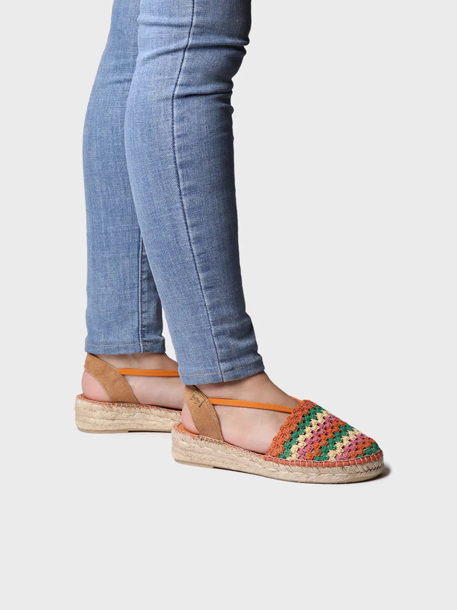 alpargatas mujer - Alpargata plana de mujer en crochet multicolor | EMILIA - Toni Pons