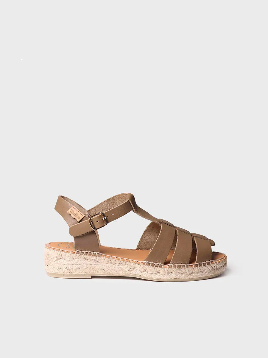 Women's flat fisherman sandals in leather - Main Image
