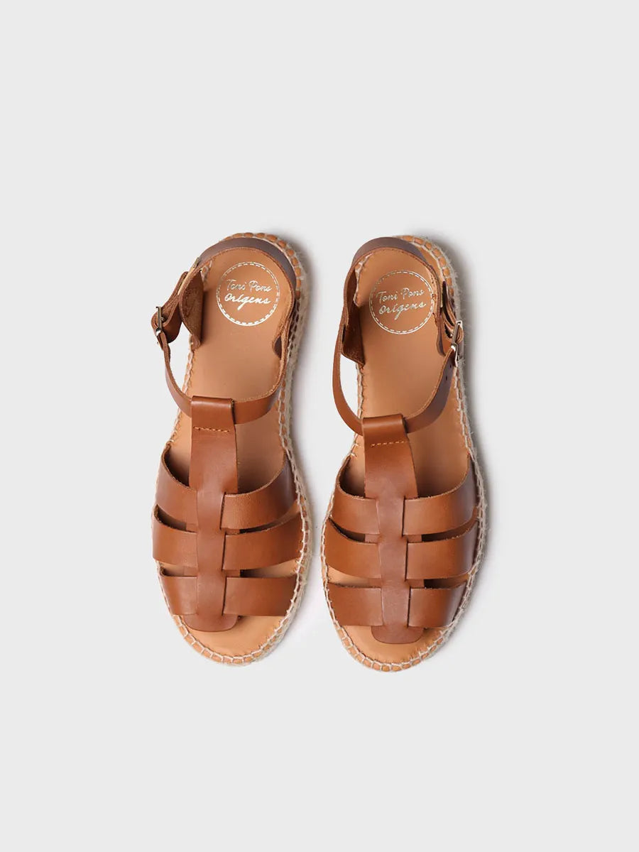 alpargatas mujer - Sandalias cangrejeras planas de mujer en piel | EMMA - Toni Pons
