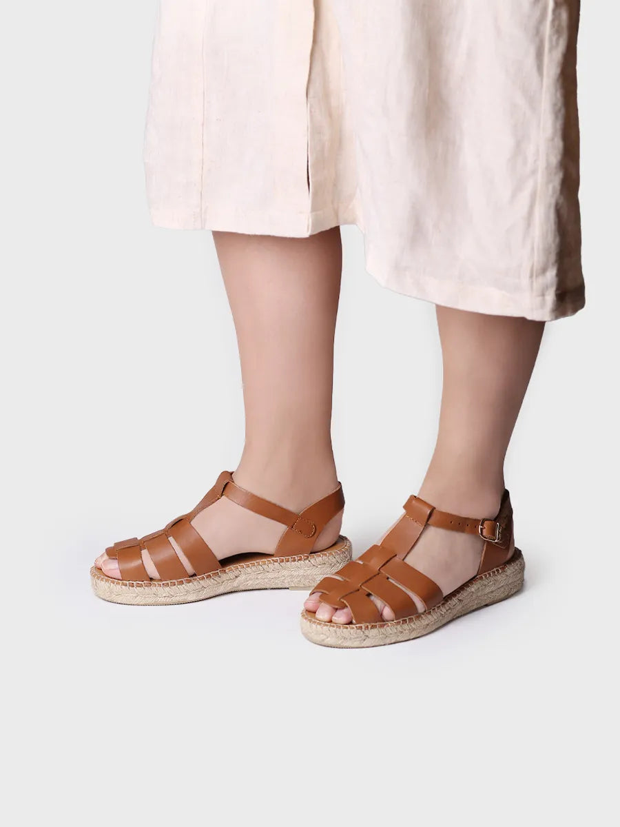 alpargatas mujer - Sandalias cangrejeras planas de mujer en piel | EMMA - Toni Pons