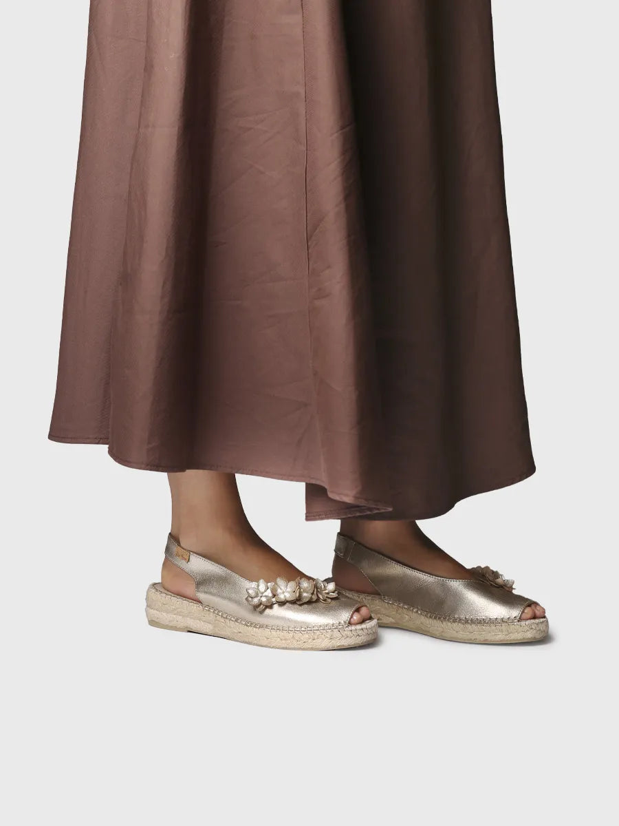 - Alpargatas planas de mujer metalizadas con flores | ERICA-FN - Toni Pons