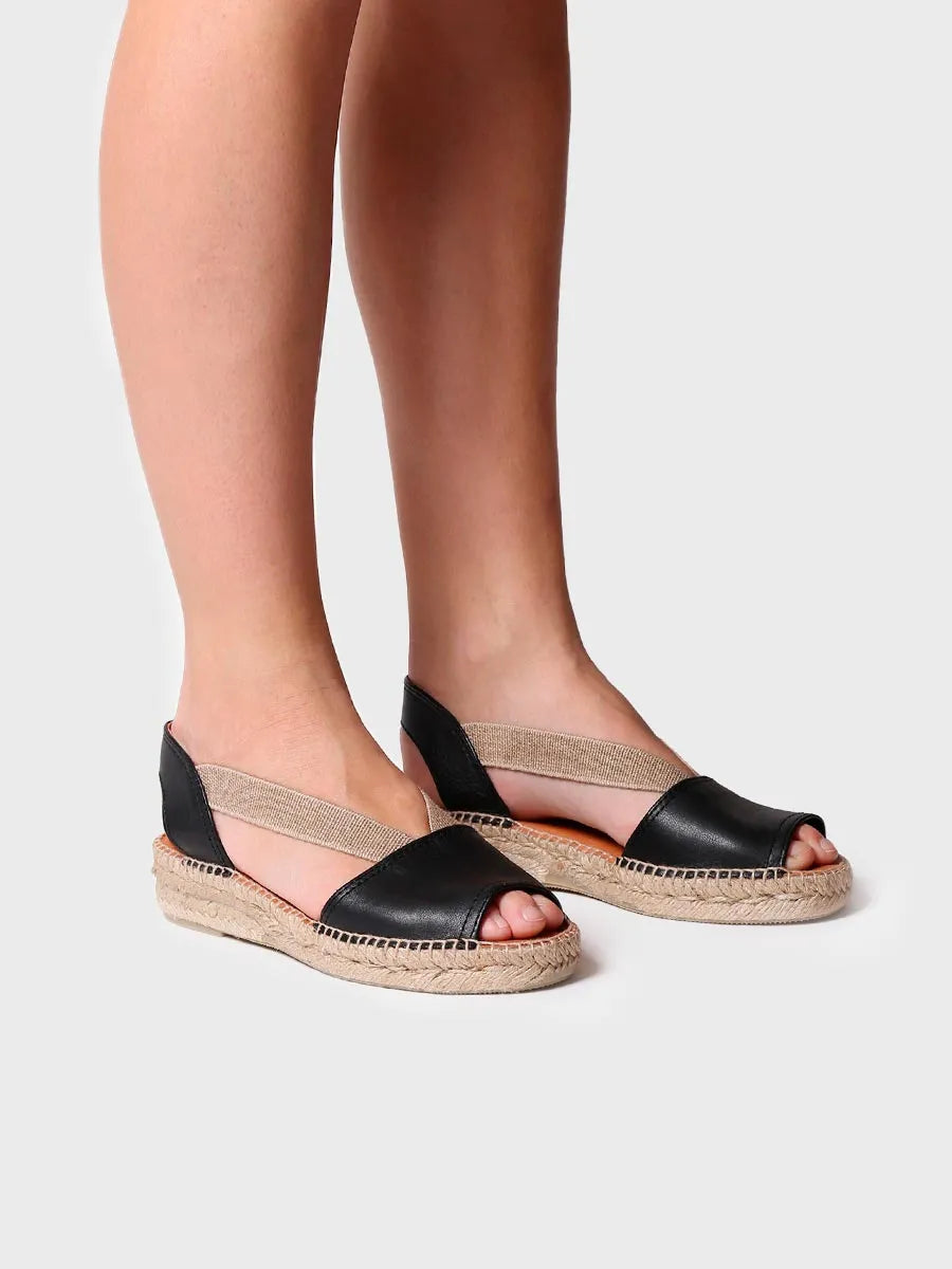 Alpargatas mujer - Sandalia de piel plana con elásticos - Toni Pons