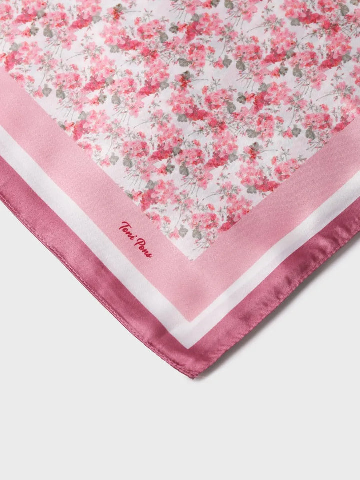 Complementos - Pañuelo cuadrado de mujer en seda con flores | FAUSTINA - Toni Pons