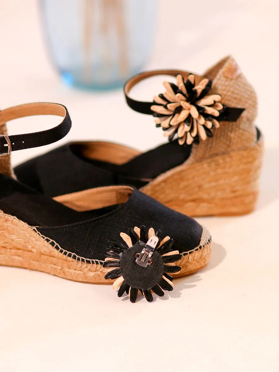 Broche de rafia en forma de flor - FLOR-R