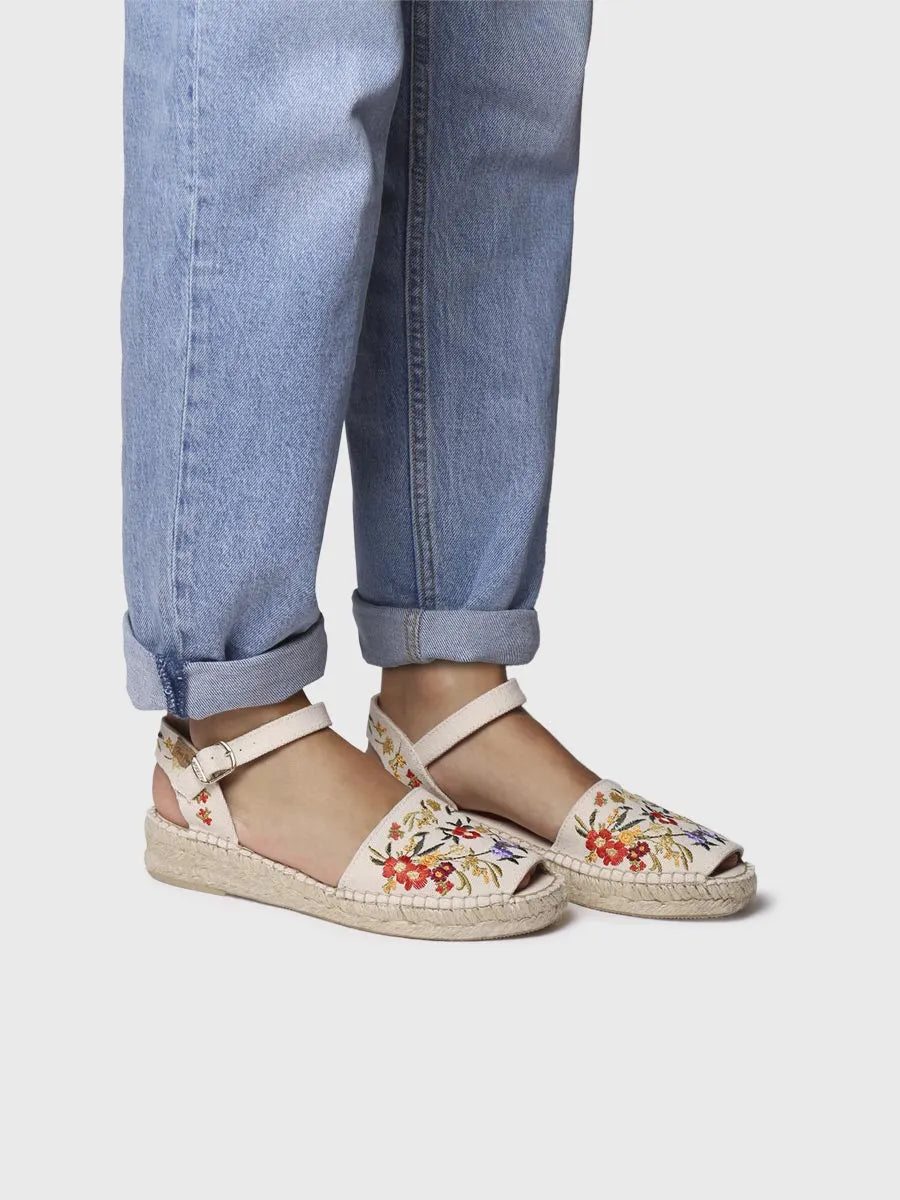 alpargatas mujer - Sandalia plana de mujer con bordado multicolor | GARBET - Toni Pons