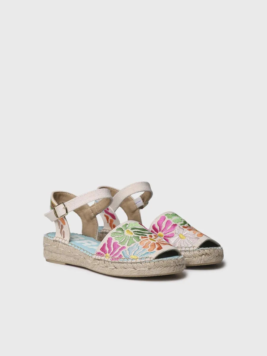 alpargatas mujer - Sandalia plana de mujer con bordado multicolor | GARBET - Toni Pons