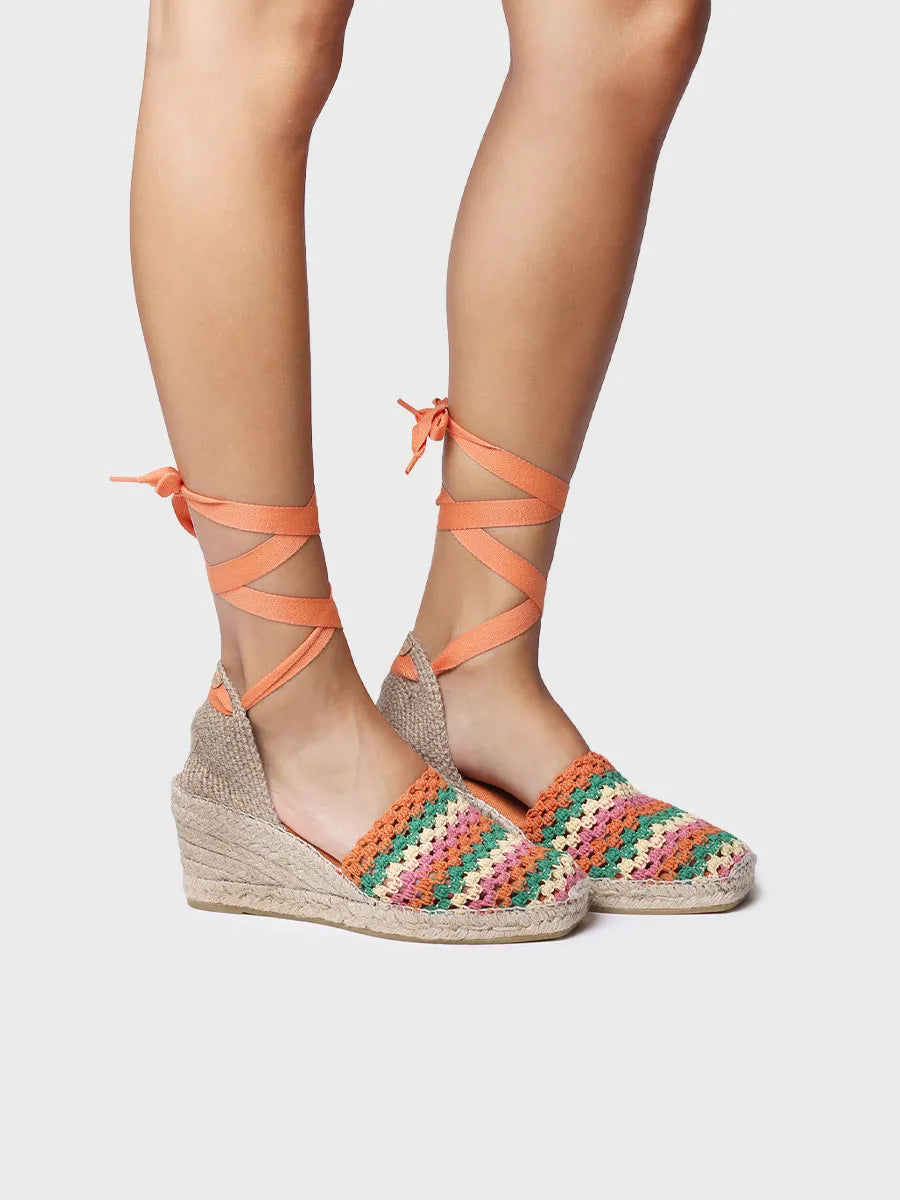 alpargatas mujer - Alpargata de cuña de mujer en crochet multicolor | GEORGINA - Toni Pons