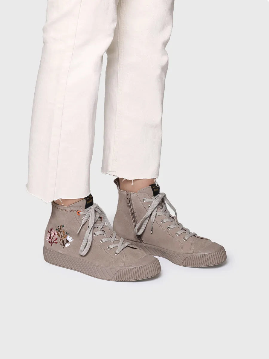 zapatillas mujer - Zapatilla abotinada de mujer con detalles florales | GIA-SF - Toni Pons