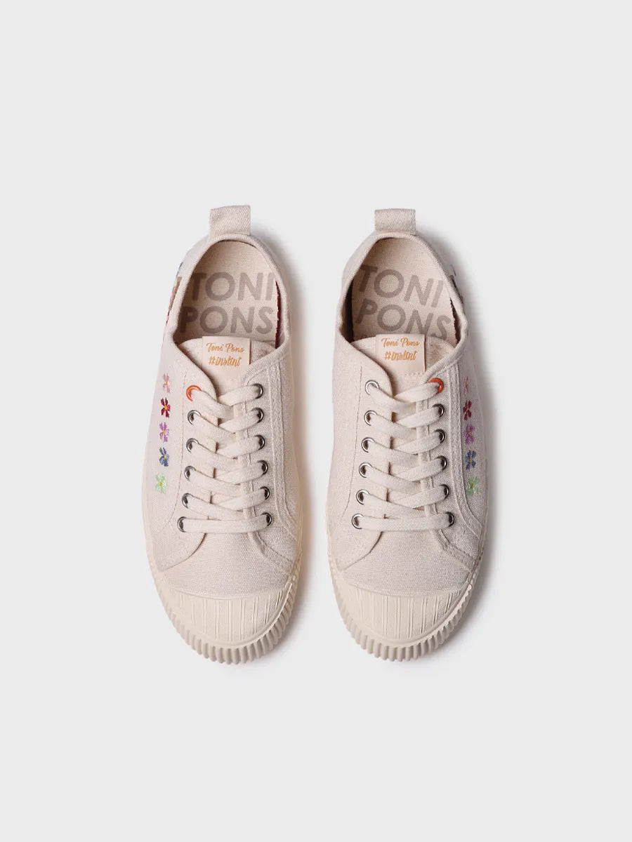 zapatillas mujer - Zapatilla deportiva baja de mujer en algodón reciclado y bordados | GILDA-EA - Toni Pons