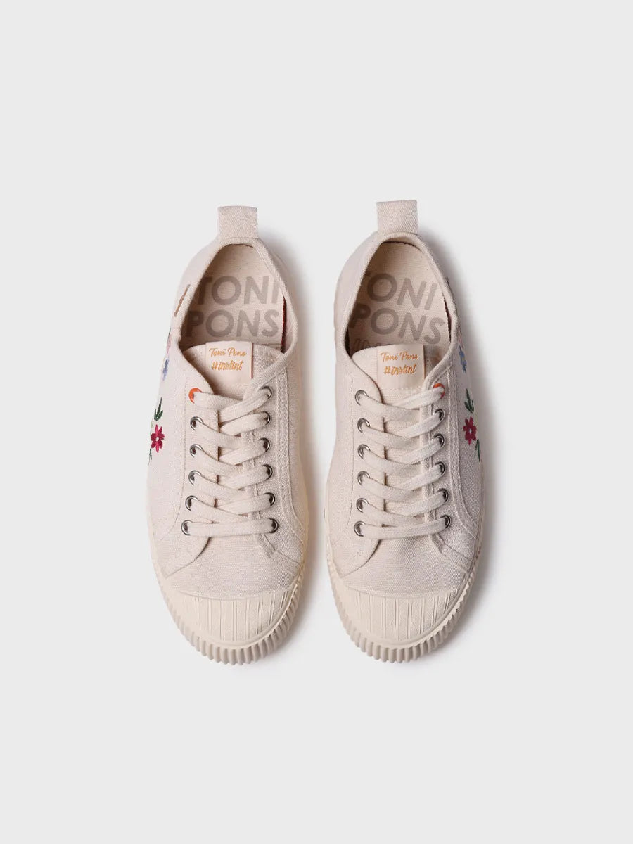 zapatillas mujer - Zapatilla deportiva baja de mujer en algodón reciclado y bordados | GILDA-EJ  - Toni Pons