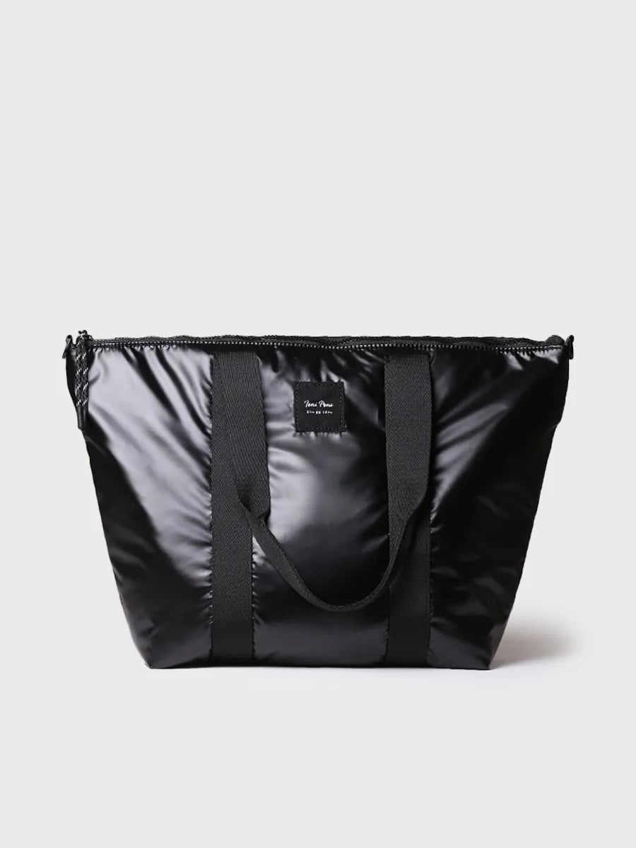 Complementos - Bolso para mujer en material acolchado negro brillante | GINNY - Toni Pons