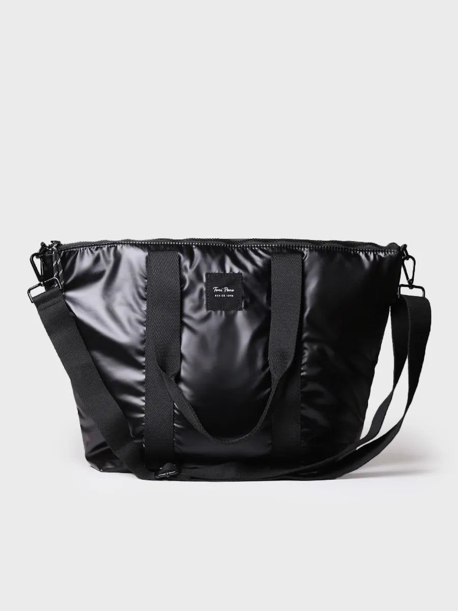 Complementos - Bolso para mujer en material acolchado negro brillante | GINNY - Toni Pons