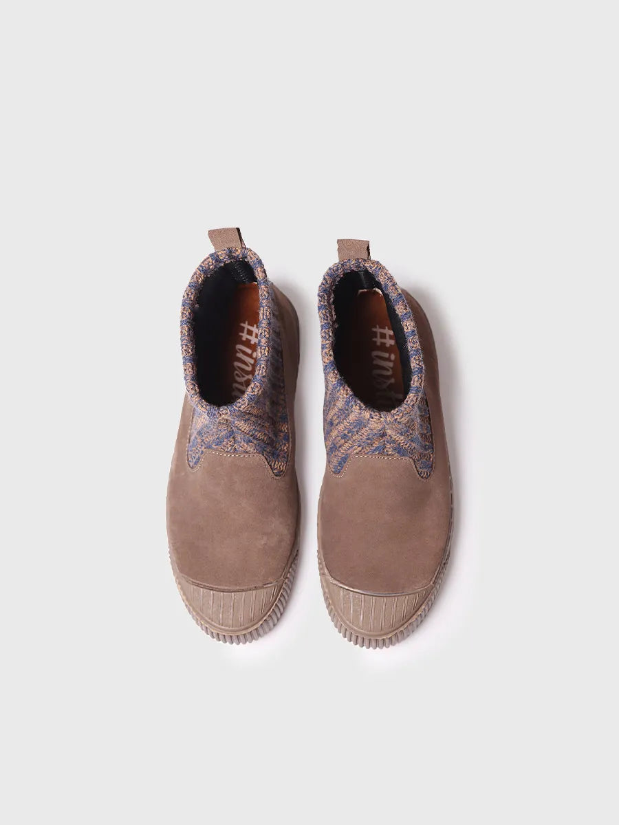 Botín para mujer en serraje y tejido - GODA-AB