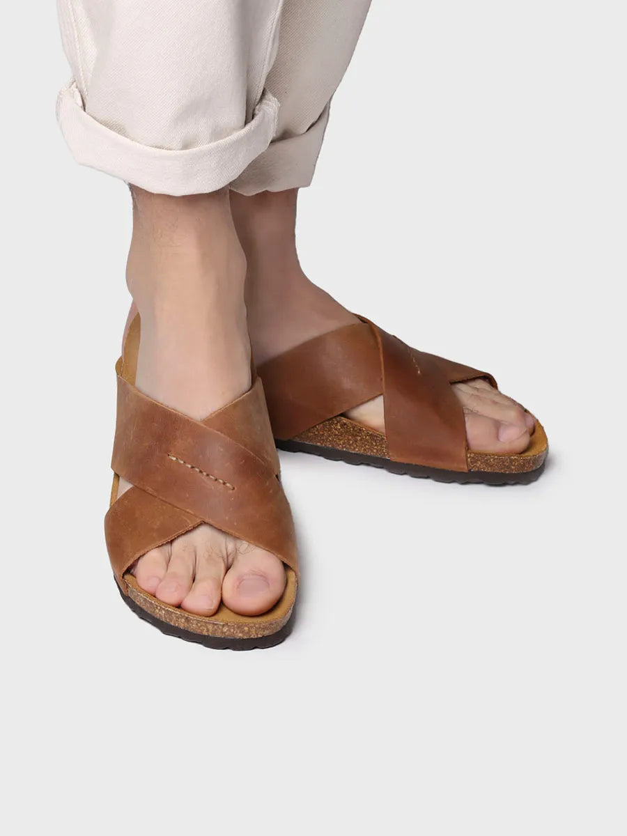 - Sandalia de hombre con tiras cruzadas en color Caqui | GOL-PE - Toni Pons