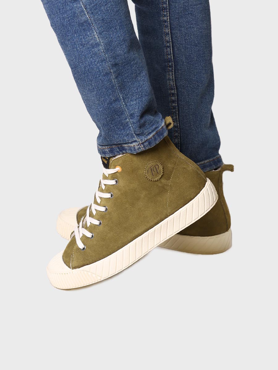 Men's high-top sneaker in split leather - GRANT-SY