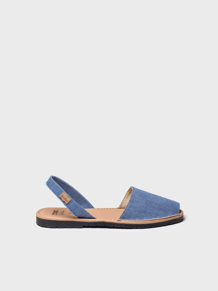 zapatillas hombre - Abarca de hombre en denim con planta de piel | GRAU-TX - Toni Pons