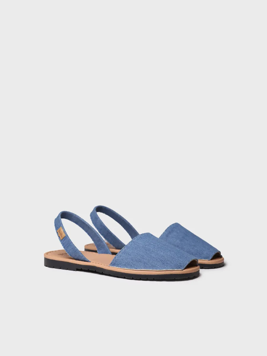 zapatillas hombre - Abarca de hombre en denim con planta de piel | GRAU-TX - Toni Pons