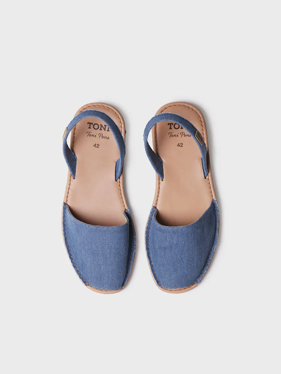 zapatillas hombre - Abarca de hombre en denim con planta de piel | GRAU-TX  - Toni Pons