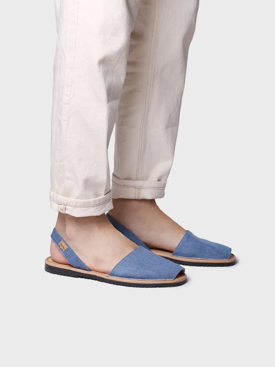 zapatillas hombre - Abarca de hombre en denim con planta de piel | GRAU-TX - Toni Pons
