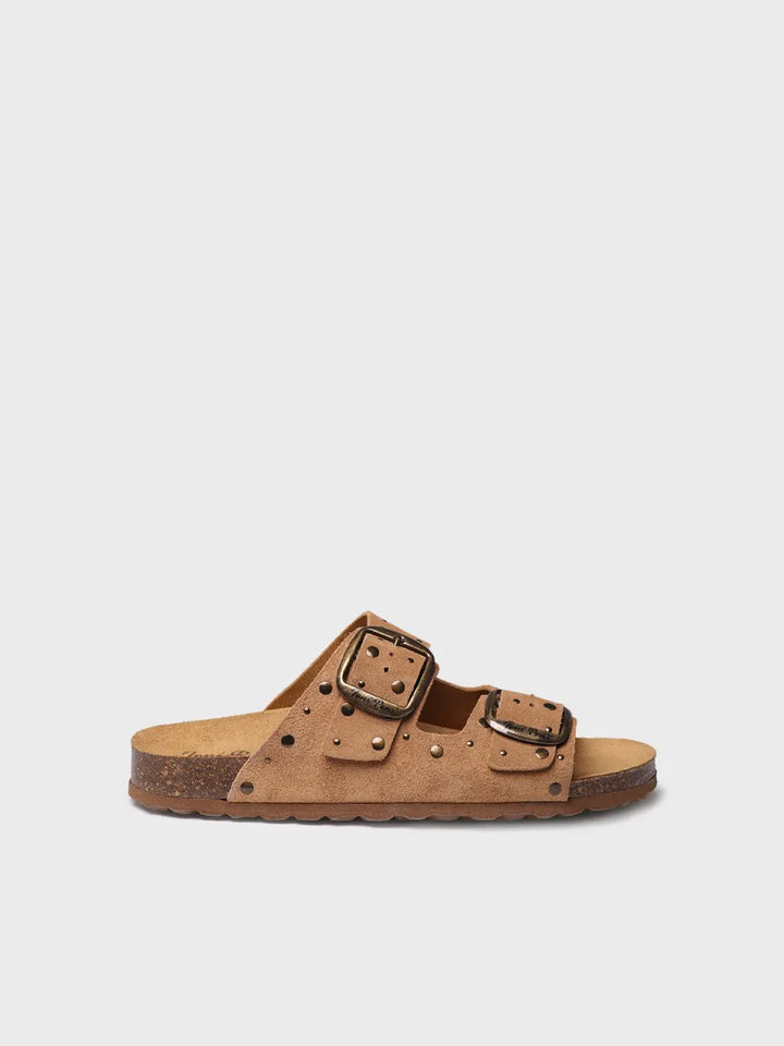 zapatillas mujer - Sandalia BIO de mujer en serraje con hebillas y tachuelas | GRETEL - Toni Pons