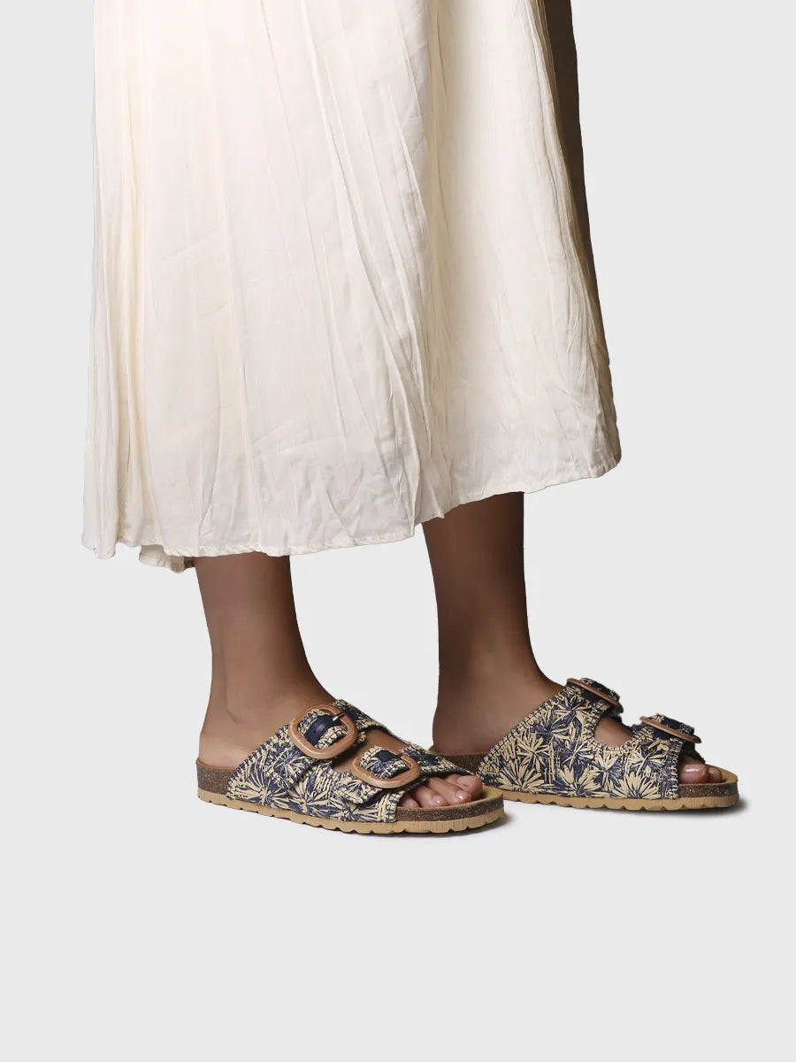 - Sandalia de mujer en rafia con diseño floral | GUAM-RF - Toni Pons