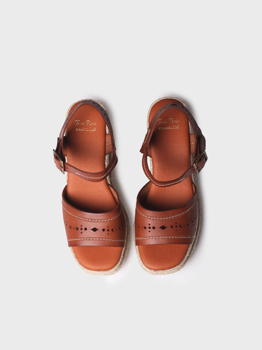 Alpargata mujer - Alpargata de mujer en piel con cuña alta  - Toni Pons