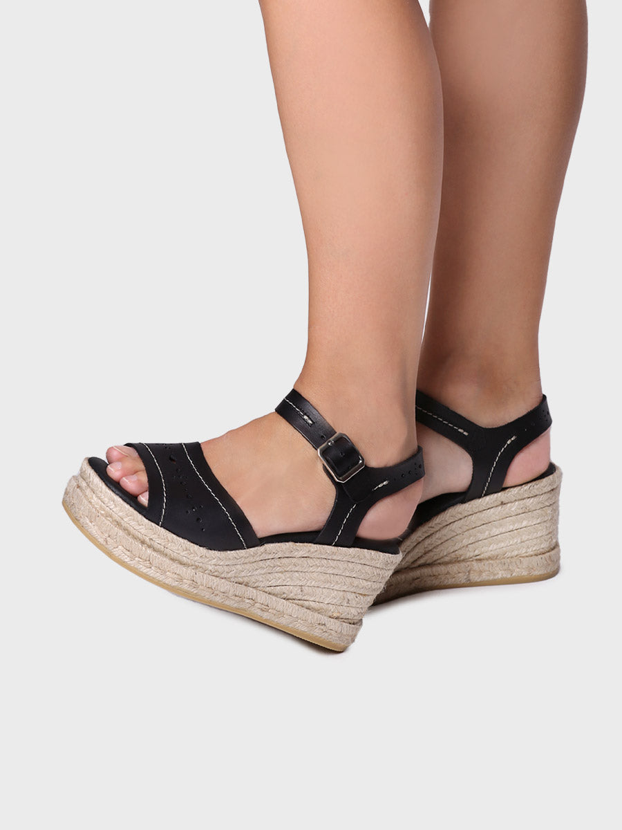 Alpargata mujer - Alpargata de mujer en piel con cuña alta  - Toni Pons