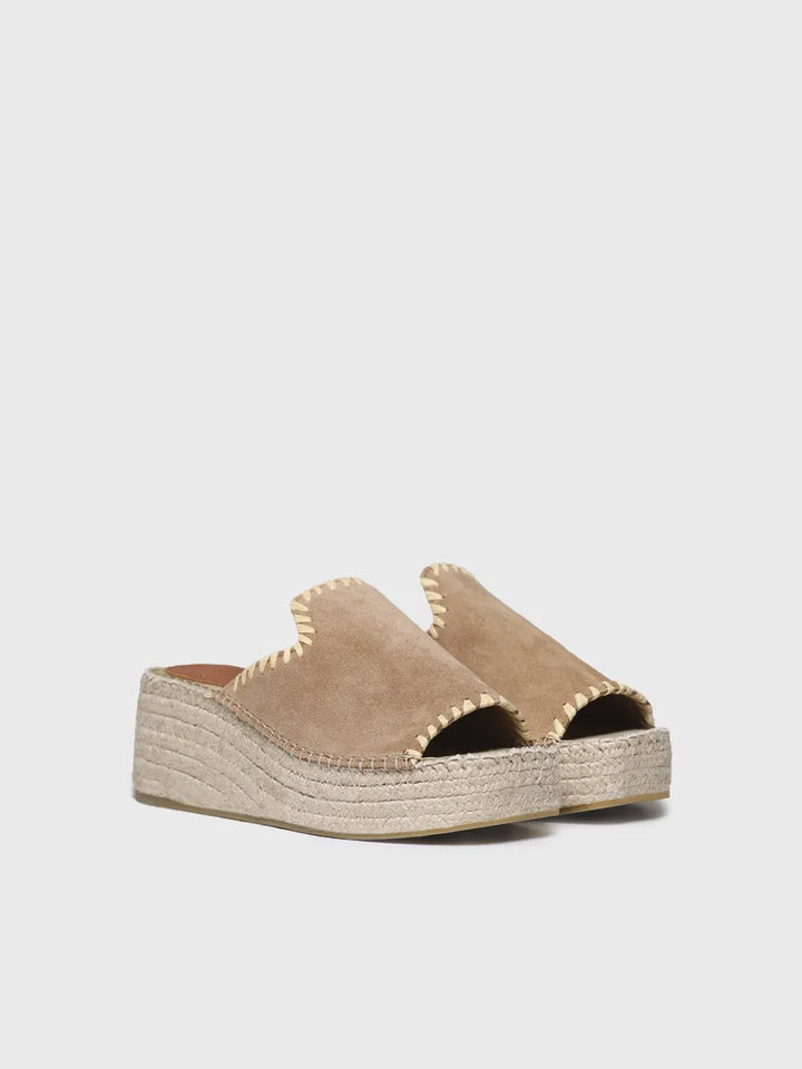 - Sandalia abierta de mujer de cuña en serraje | ILENIA-SD - Toni Pons