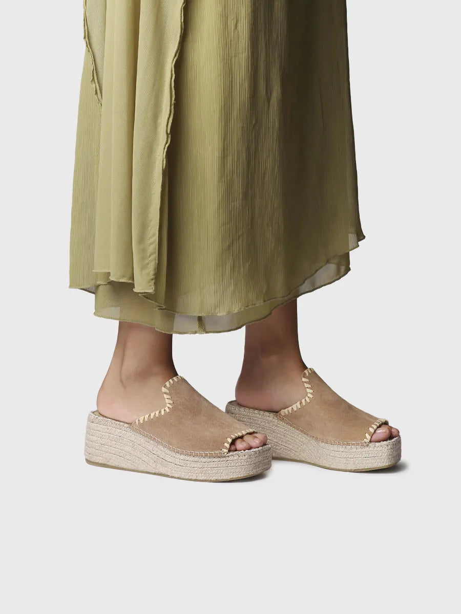 - Sandalia abierta de mujer de cuña en serraje | ILENIA-SD - Toni Pons