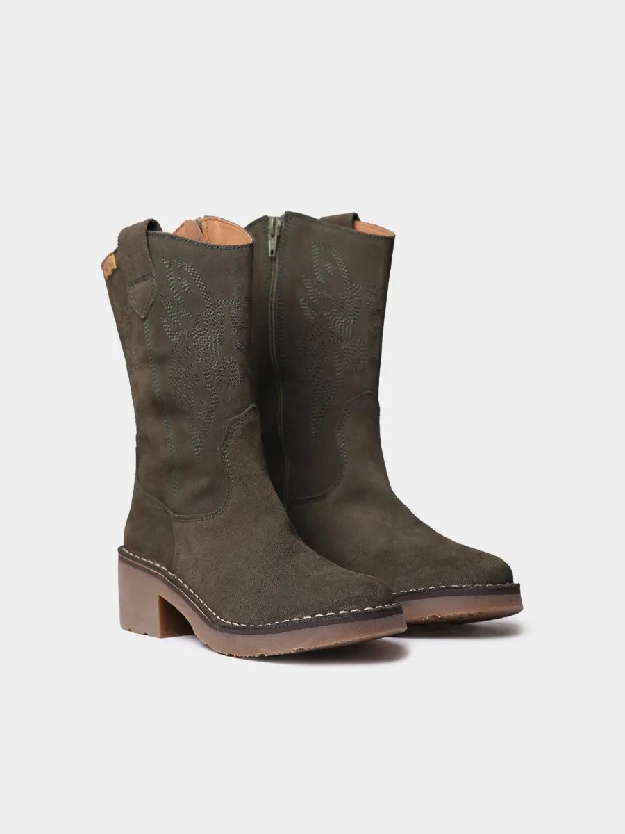 Botines mujer - Botines cowboy de mujer en serraje con bordados | ILLINOIS-SY - Toni Pons