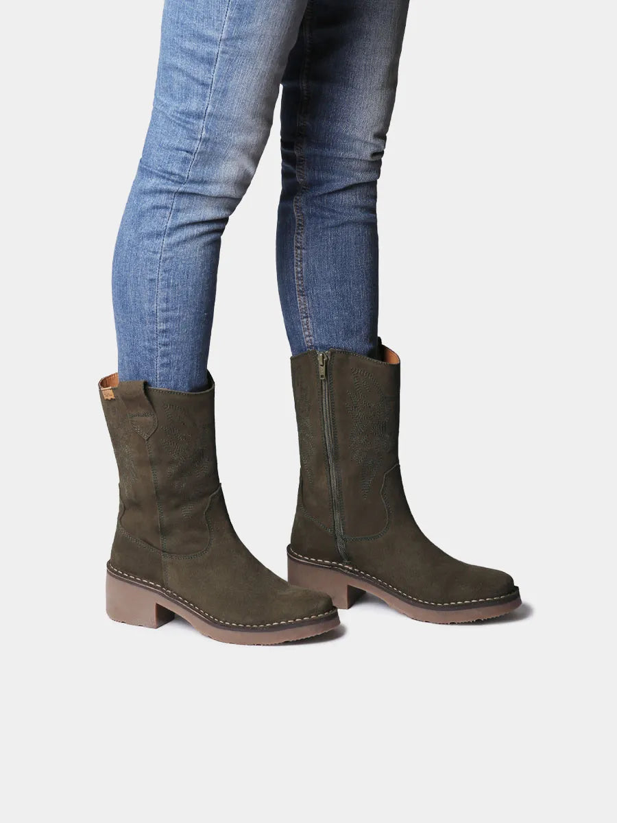 Botines mujer - Botines cowboy de mujer en serraje con bordados | ILLINOIS-SY - Toni Pons
