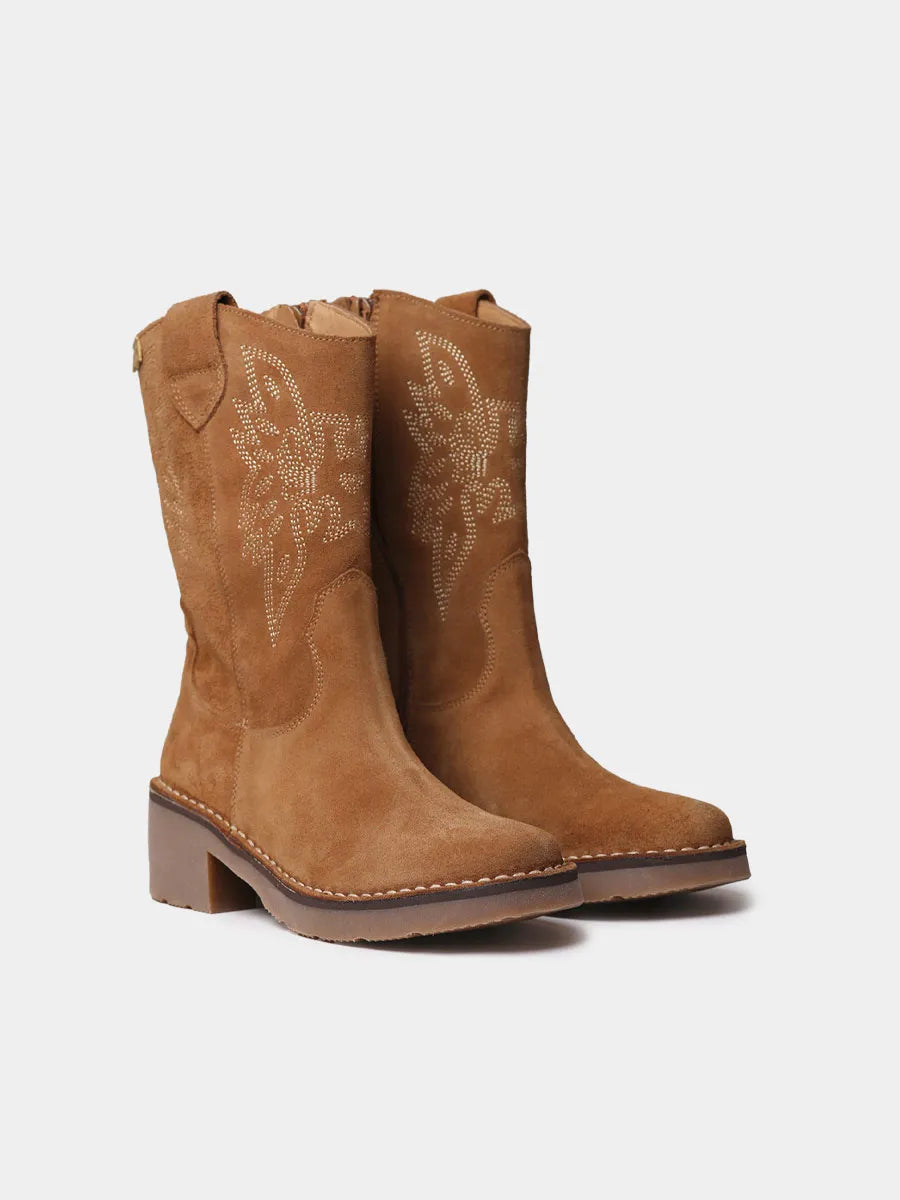 Botines mujer - Botines cowboy de mujer en serraje con bordados | ILLINOIS-SY - Toni Pons