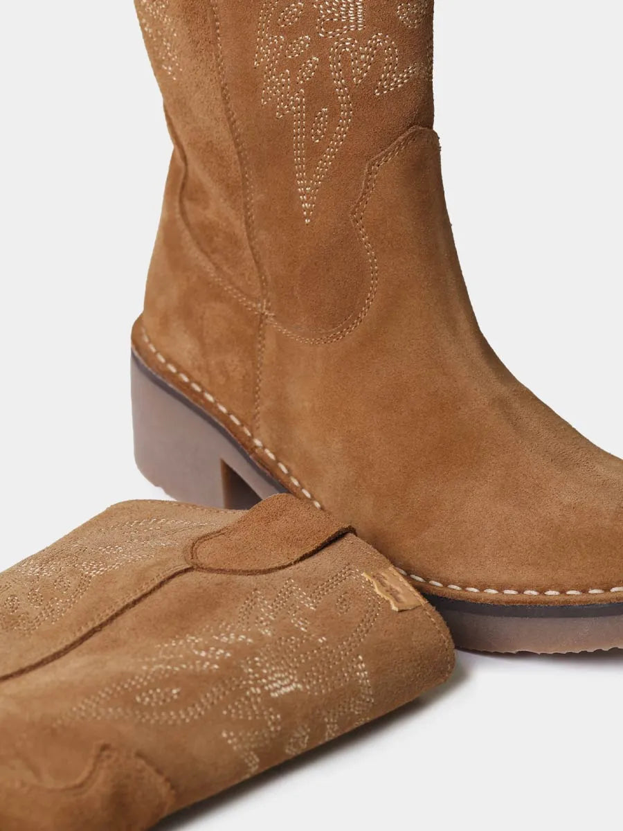 Botines mujer - Botines cowboy de mujer en serraje con bordados | ILLINOIS-SY - Toni Pons