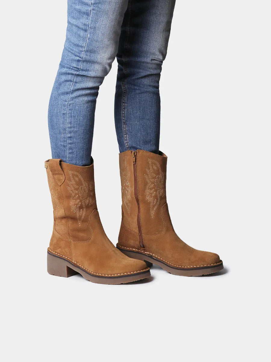 Botines mujer - Botines cowboy de mujer en serraje con bordados | ILLINOIS-SY - Toni Pons