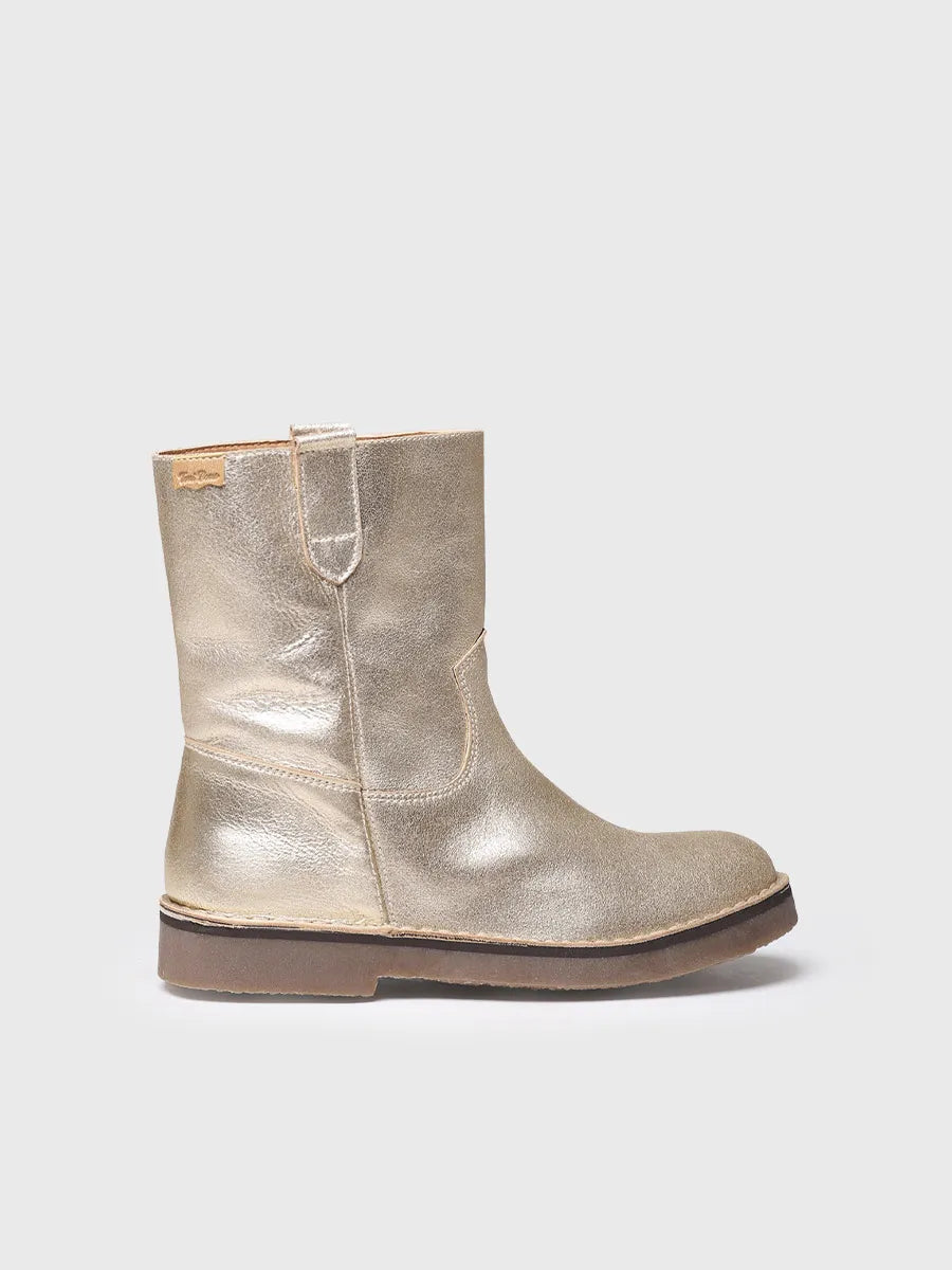 Botins de pell per a dona amb acabat platejat