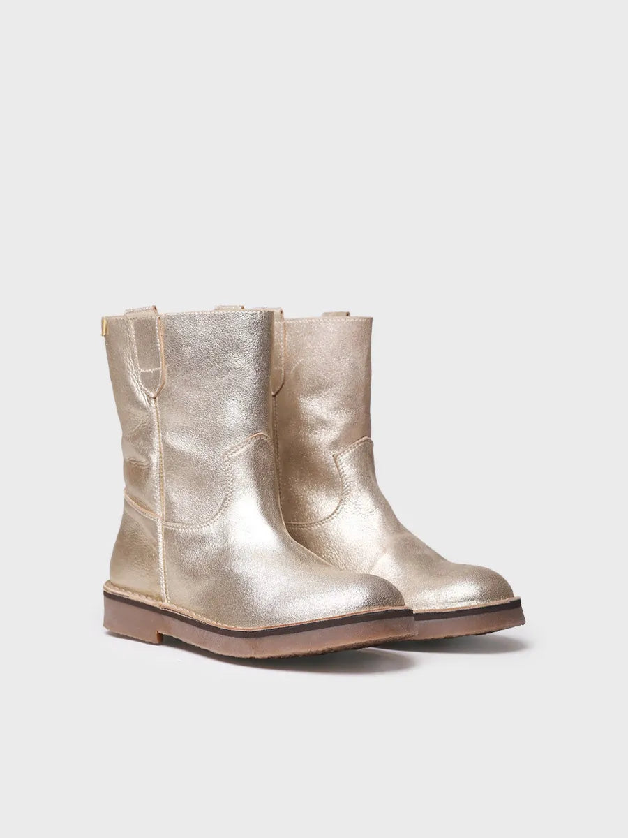Botins de pell per a dona amb acabat platejat