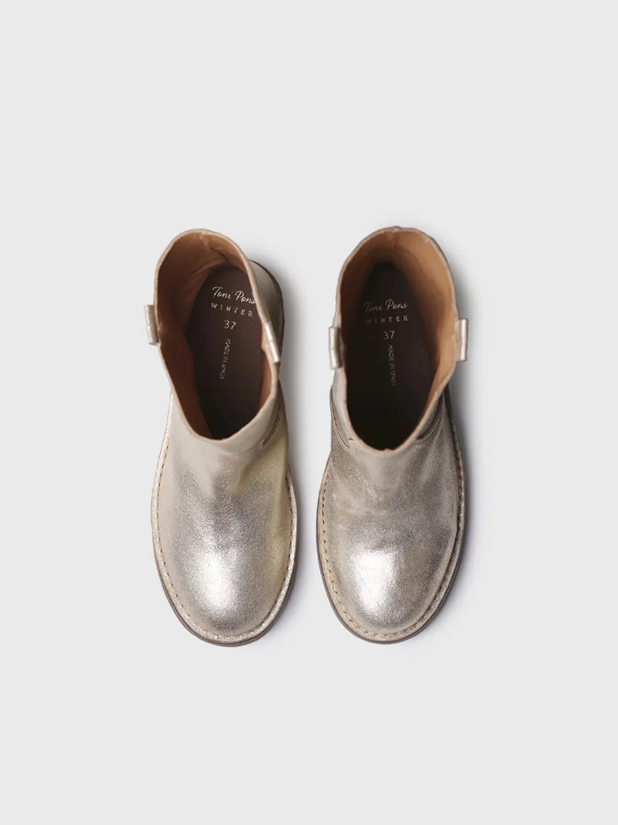 Botins de pell per a dona amb acabat platejat