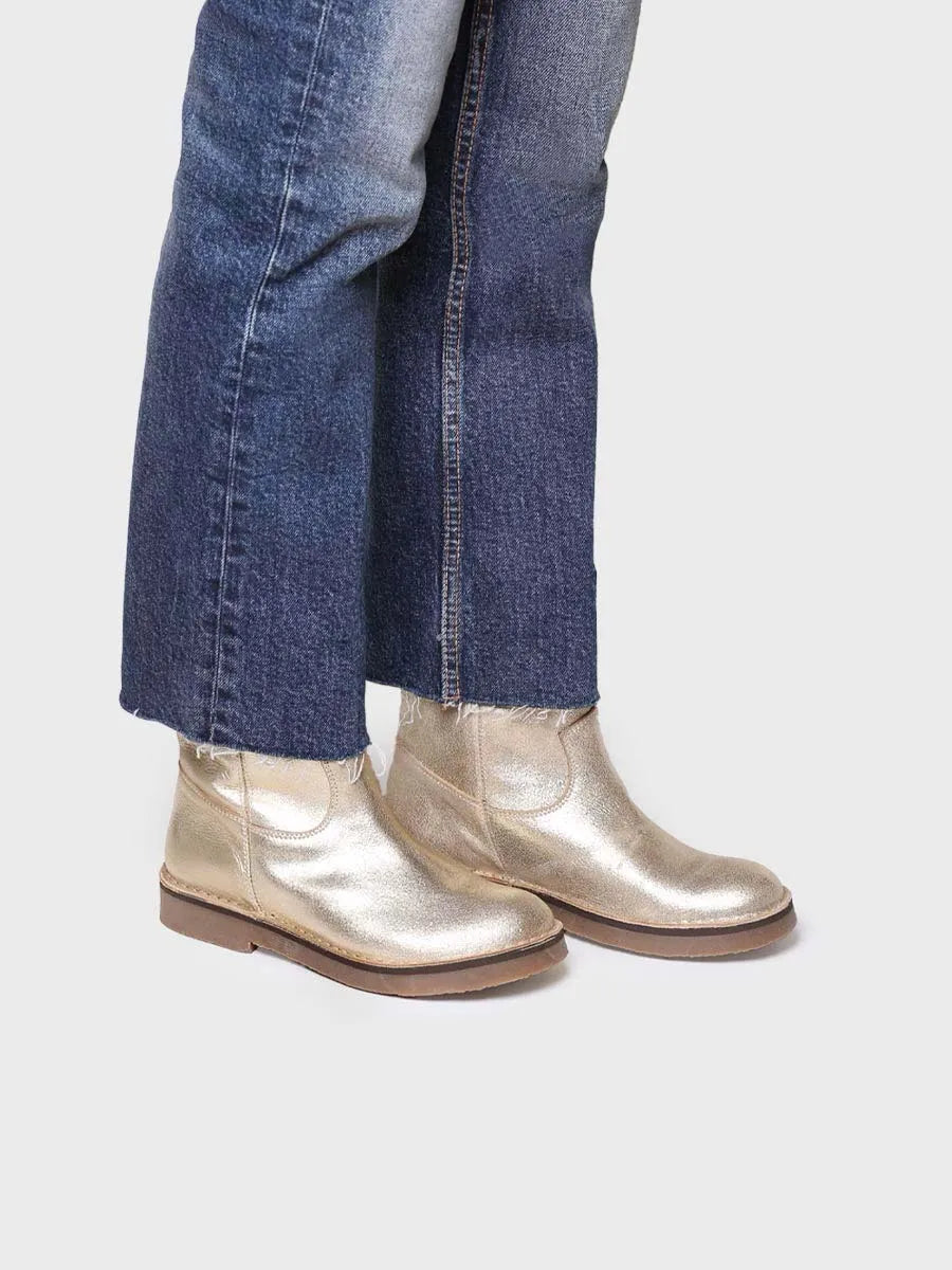 Botins de pell per a dona amb acabat platejat