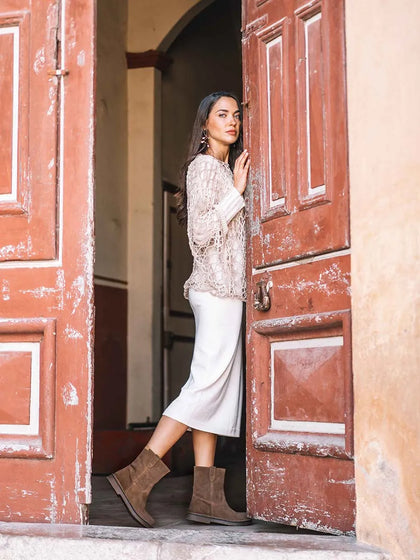 botines mujer - Botines planos de mujer en serraje | IRUN-SY - Toni Pons