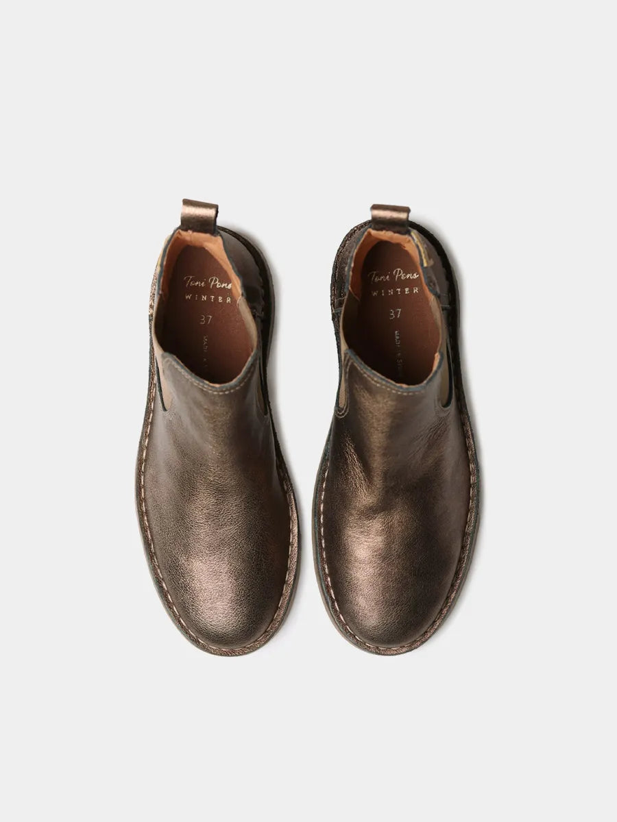 Botines mujer - Botín de mujer en piel metalizada con gomas laterales | ISA-AT  - Toni Pons