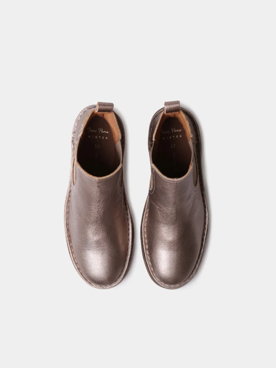 Botines mujer - Botín de mujer en piel metalizada con gomas laterales | ISA-AT  - Toni Pons