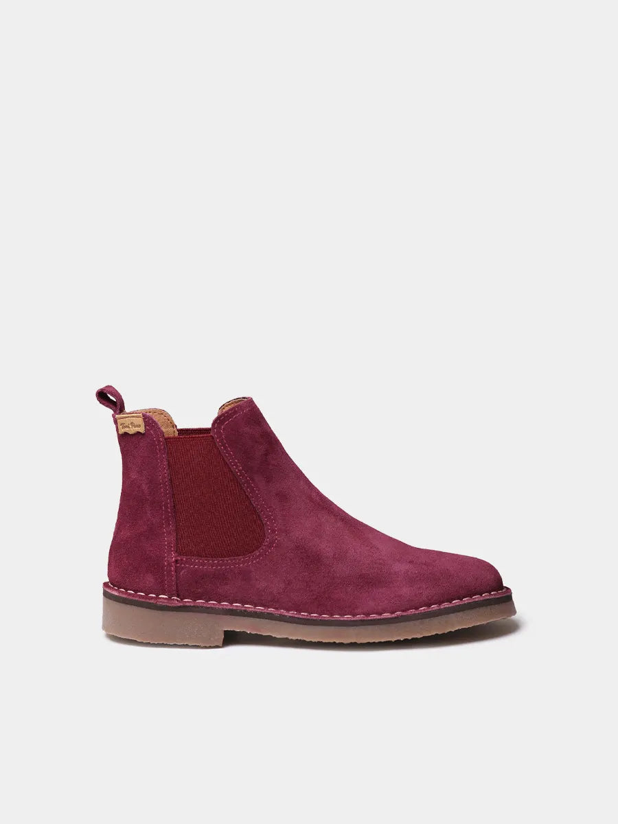Women’s cowboy ankle boots in split leather with embroidery